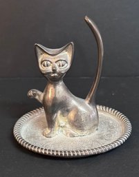 Silver Plated Vintage Cat Ring Holder