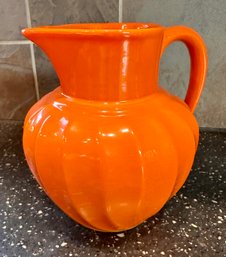 Vintage Orange Pottery Pitcher