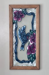 Humming Bird W/ Decorative Floral Window Hanging Panel 1 Of 2