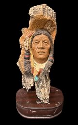 Wind Walker Native American Sculpture On Wood Pedestal By Herrero