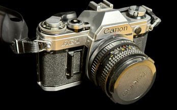 Canon Ae-1 35mm Film Camera W/ 55mm 1:1 8 Lens & Strap