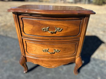 Vintage French Provincial Nightstand W/ Metal Finishings
