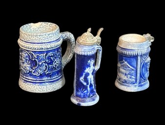 Collection Of Antique Mini German Beer Steins - Lot Of 3