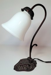 White Gooseneck Table Lamp With Crafted Table Stand