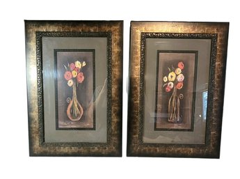 Gorgeous Floral Paintings With Custom Frames. Lot Of 2