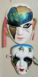 Exquisite Hand Painted Mardi Gras Masks. Lot Of 6