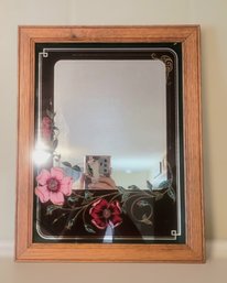 1980s Hensley Co Floral Etched Mirror And  Marriage Poem Framed
