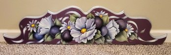 Shirley Tolle Hand Painted  Plum Flower Wooden Headboard