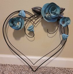 One Of A Kind Blue Rose Iron Heart Wall Art