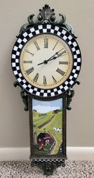 Barn Life Clock With A Checker Pattern Frame