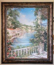 Vintage Lilliana Frasca Amalfi Coast Painting With A Custom Frame