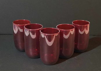 Exquisite Red Glass Tumblers- Set Of 5