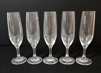 Clear Crystal Champagne Flutes- Set Of 5