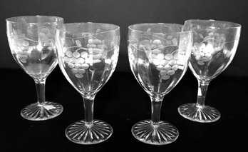 Clear Grapevine Etched Wine Glasses -set Of 4