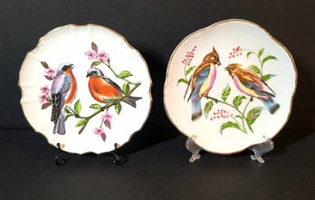Antique Collectible Plates With Decorative Bird Imprints