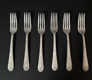 Alvin Sterling Silver Decorative Forks- Set Of 6