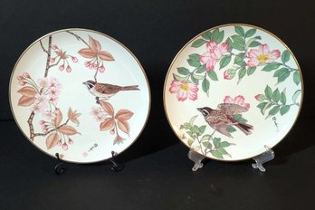 Authentic Antique Collectible Plates With Beautiful Bird Imprints