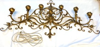 Gold Ornate Baroque Wall Candelabra With Seven Candles