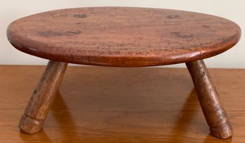 Antique Oval Wood Footstool Marked 1907