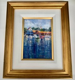 Framed Original Oil Painting 'Boats At Rest' By Mary Ann Kennedy