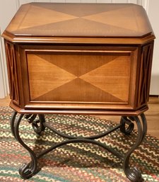 Bombay Company Wood Inlay Storage/file Cabinet With Cast Iron Legs