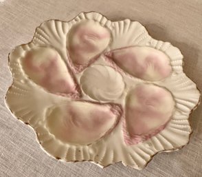 Porcelain Oyster Dish -- Pink And Cream With Gold-gilt Edges