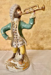 Wong Lee Porcelain Monkey Band Musician With Trumpet