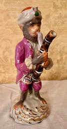 Wong Lee Porcelain Monkey Band Musician With Bassoon.