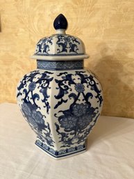 Blue Ceramic Asian-style Ginger Jar