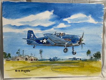 Signed Acrylic Paintings Of US Navy Grumman Hellcat By Bill Paxton
