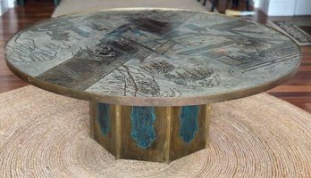 Signed Phillip & Kelvin LaVerne Polychromed Chinoiserie Coffee/Cocktail Table