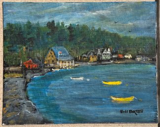 Signed Acrylic Painting Of Long Pond, Sanford, Maine By Bill Paxton