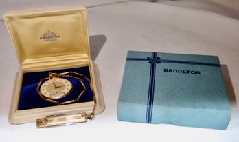 Gold Hamilton Monogrammed Pocket Watch