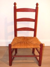 Woven Seat Red Ladderback Chair