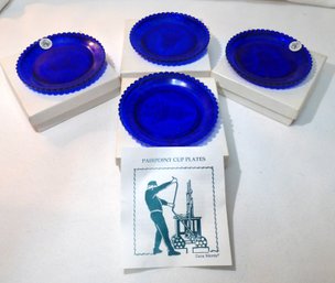 Set Of 4 Pairpoint Cup Plates In Cobalt Blue