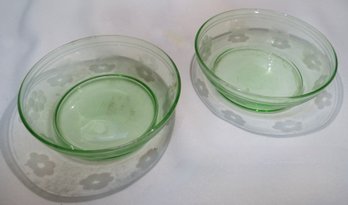 Green Depression Glass Dessert Bowls