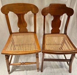 Lot Of Two Antique Cane-Seated Chairs