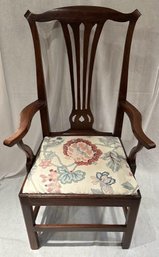 Antique High Back Armed Upholstered  Chair