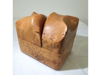 Vintage Handmade Eric Arcese Carved Contour Mid-century Modern Exotic Wood Puzzle Jewelry Box