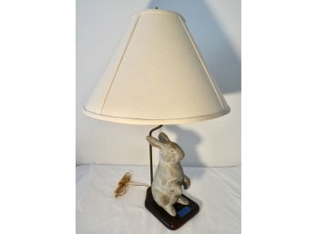 Table Lamp With Ceramic Bunny On Base