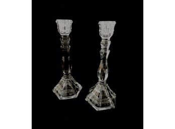 Pair Of Heavy Glass Candlesticks