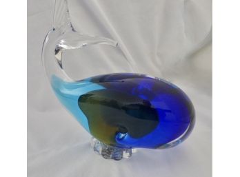 Blue Glass Whale Figurine
