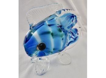 Aqua Blue Glass Fish Figurine