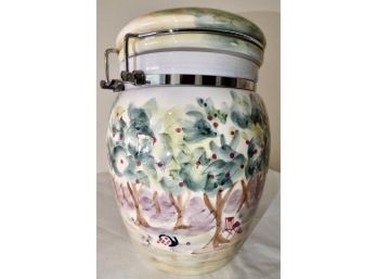 Handpainted Ceramic Lidded Canister  By Michael Sparks