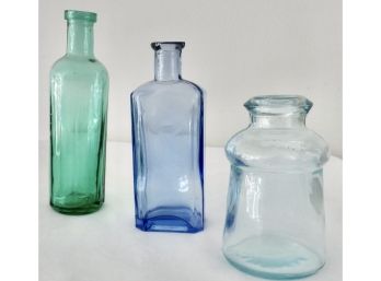 3-piece Multi-colored Glass Bottle Lot
