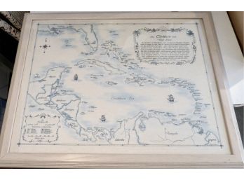 Art Map Of The  Carribbean And West Indies Signed Kay Jomnel