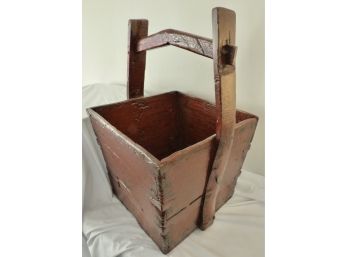 Rustic Painted Wood Box With Handle