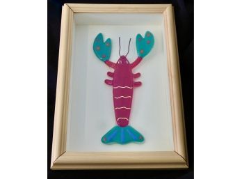 Glass Lobster In Wood Frame