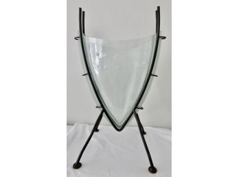 Large Modern Glass Vase Set  In Striking Metal Frame