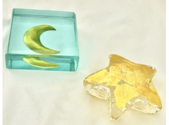 2-piece Gold-leaf Glass Lot